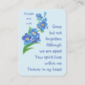 Herdenkingsmonument Vergeet-me-niet-bloem Visitekaartje (Achterkant)