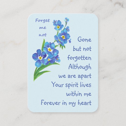Herdenkingsmonument Vergeet-me-niet-bloem Visitekaartje (Achterkant)