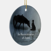 Herdenkingsnaam Cowboy and Horse Memorial Keramisch Ornament (Rechts)