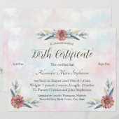 Herdenkingsnieuwe geboortecertificaat voor baby-vo (Voorkant / Achterkant)