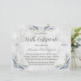 Herdenkingsnieuwe geboortecertificaat voor baby-vo