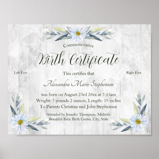 Herdenkingsnieuwe geboortecertificaat voor baby-vo poster (Voorkant)