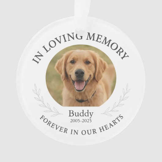 Herdenkingsornament met tekst 'In Loving Memory' v Ornament (voorkant)