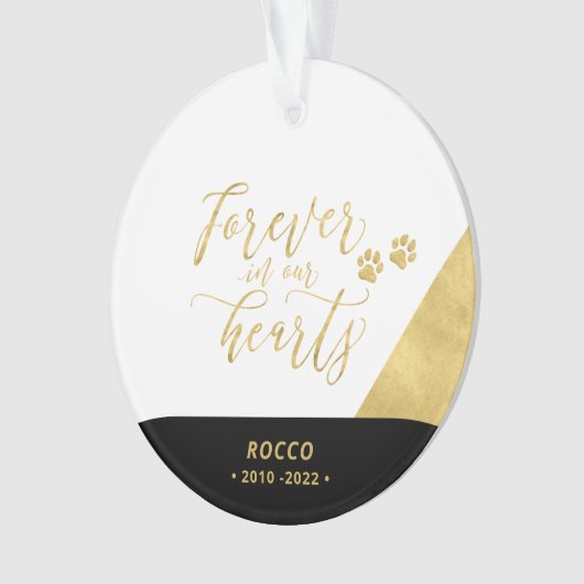 Herdenkingsornament van Black & Gold Pet Dog Ornament (voorkant)