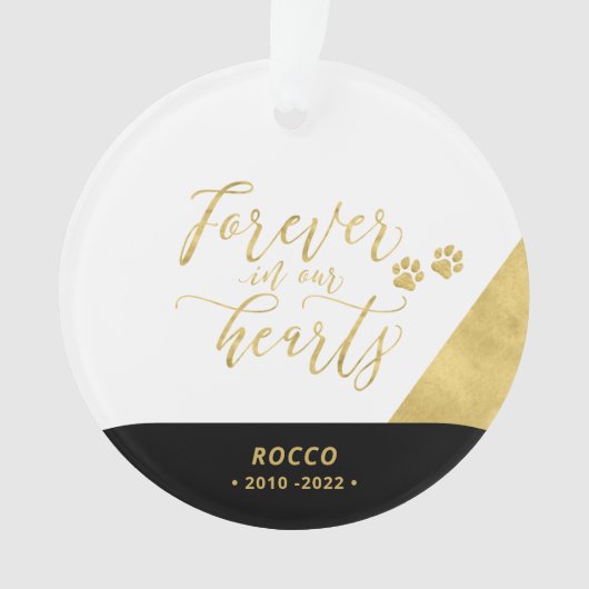 Herdenkingsornament van Black & Gold Pet Dog Ornament (voorkant)