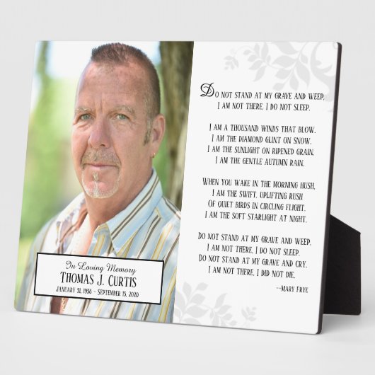 Herdenkingsplaquette Don't Stand at My Grave and W Fotoplaat (Zijkant)