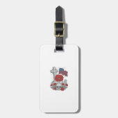 Herdenkingspop Flag Kruis Vintage Gravure Vector Bagagelabel (Voorkant verticaal)