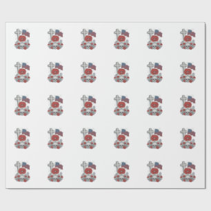 Herdenkingspop Flag Kruis Vintage Gravure Vector Cadeaupapier