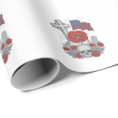 Herdenkingspop Flag Kruis Vintage Gravure Vector Cadeaupapier (Rol Hoek)