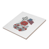 Herdenkingspop Flag Kruis Vintage Gravure Vector Tegeltje (Zijkant)