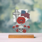 Herdenkingspopulierenvlag Kruis Vintage Gravure Ve Acryl Bord (Neutraal)