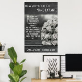 Herdenkingsposter Een boeket witte rozen monochroo Poster (Thuiskantoor)