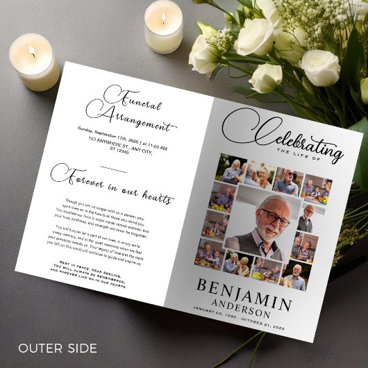 Herdenkingsprogramma Bi-Fold Rouwprogramma Foto Flyer