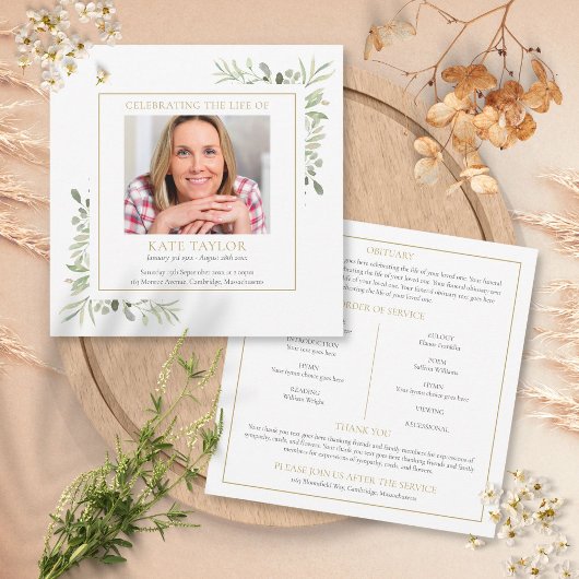 Herdenkingsprogramma met bloemen voor een rouwdien