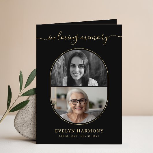 Herdenkingsprogramma met foto voor rouwdienst kaart