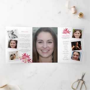 Herdenkingsprogramma rode juwel orchidee drieluik uitnodiging