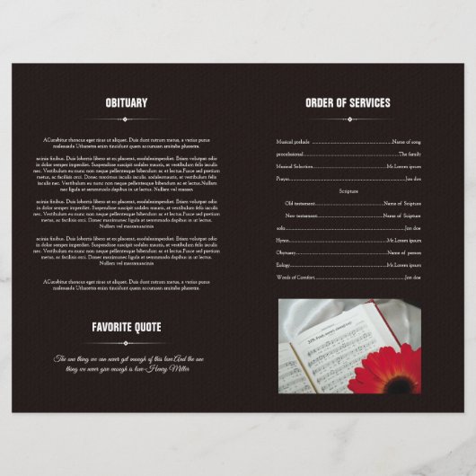 Herdenkingsprogramma Sjabloon (Achterkant)