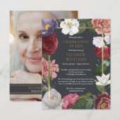 Herdenkingsroos bloem foto aankondigingskaart (Voorkant / Achterkant)