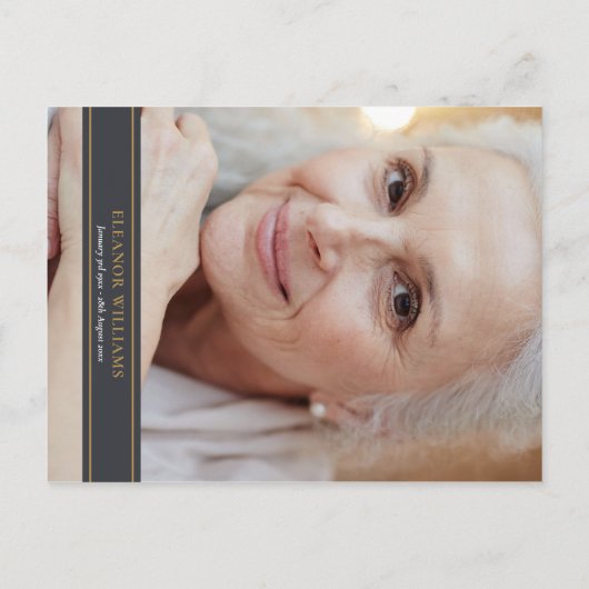 Herdenkingsroos bloem foto aankondigingskaart (Achterkant)