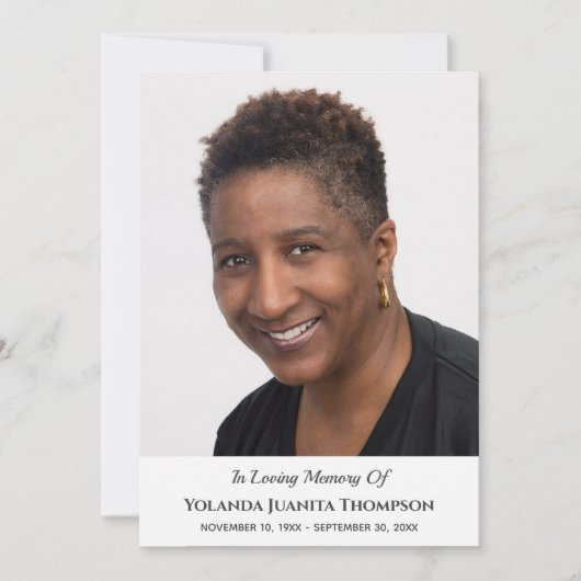 Herdenkingsrouw Aangepaste Foto Rouwkaart Condolea Bedankkaart (Voorkant)