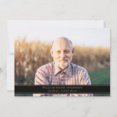 Herdenkingsrouwfoto Eenvoudig Ellegant Goud Schrif Bedankkaart (Achterkant)