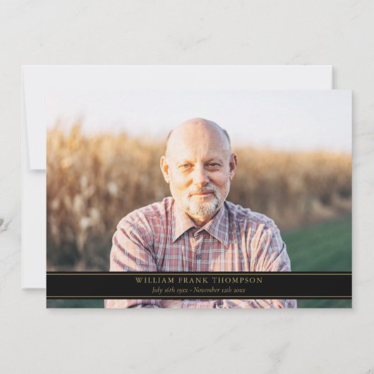 Herdenkingsrouwfoto Eenvoudig Ellegant Goud Schrif Bedankkaart (Achterkant)