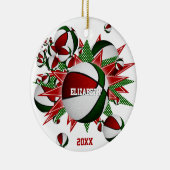 herdenkingssport rode groene basketbal keramisch ornament (Rechts)