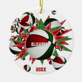herdenkingssport rode groene basketbal keramisch ornament (Voorkant)