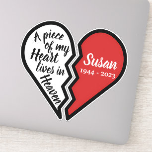 Herdenkingsstuk van mijn hart leeft in de hemel sticker