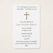 Herdenkingsverlies St Augustine Gebed Sympathie Ka Visitekaartje (Achterkant)