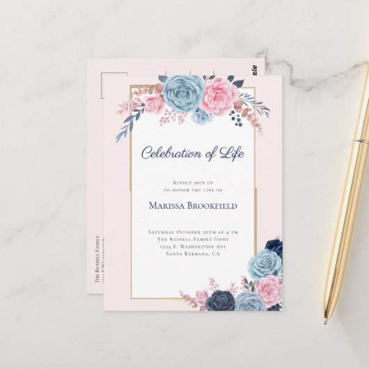 Herdenkingsviering Bloemendienst Uitnodiging (Voorkant / Achterkant in situ)