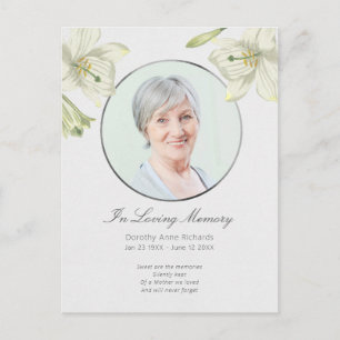 Herdenkingsviering Levensbloem lelie Foto Uitnodig Briefkaart