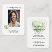 Herdenkingsviering van het leven Christelijke koli Visitekaartje (Voorkant / Achterkant)