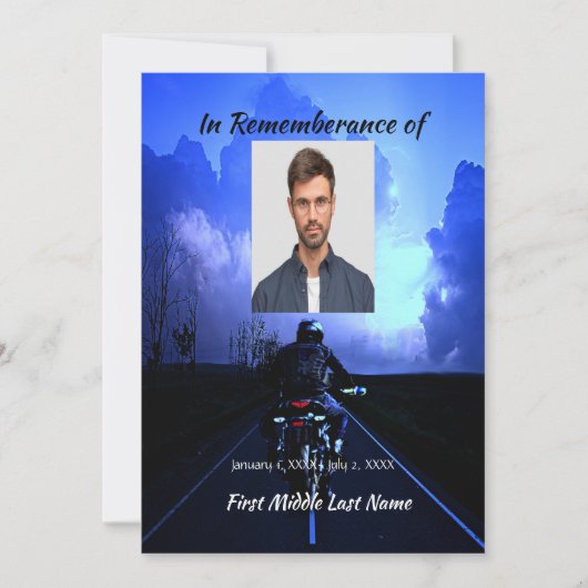 Herdenkingsviering van het leven Nodig motorfiets  Kaart (Voorkant)