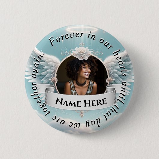 Herdenkingsviering van het leven ronde button 5,7 cm (Voorkant)