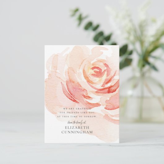 Herdenkingswaterverf Roos Bloem Elegant Chic Briefkaart (Staand voorkant)