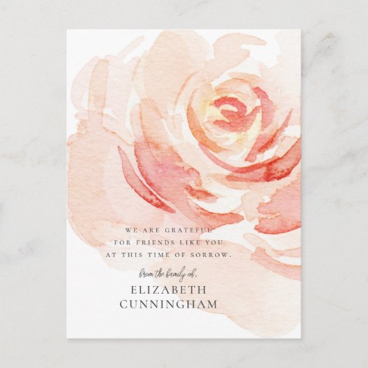 Herdenkingswaterverf Roos Bloem Elegant Chic Briefkaart (Voorkant)