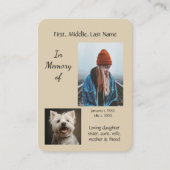 Herdenkingszak Keepsake West Highland Dog Visitekaartje (Voorkant)