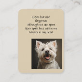 Herdenkingszak Keepsake West Highland Dog Visitekaartje (Achterkant)