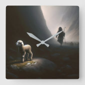 Herder die een verloren lam vindt vierkante klok (Voorkant)