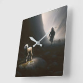 Herder die een verloren lam vindt vierkante klok (Hoek)