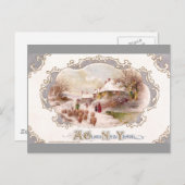 Herder en schaap op nieuwjaarsdag feestdagenkaart (Voorkant / Achterkant)