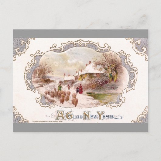 Herder en schaap op nieuwjaarsdag feestdagenkaart (Voorkant)