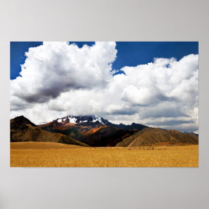 Herder en zijn kudde in de Peruaanse Andes Poster