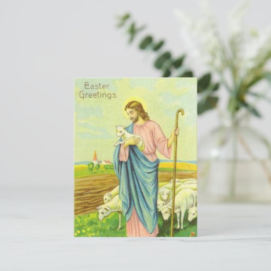  herder Jezus met zijn schaap op Pasen Feestdagenkaart (Staand voorkant)