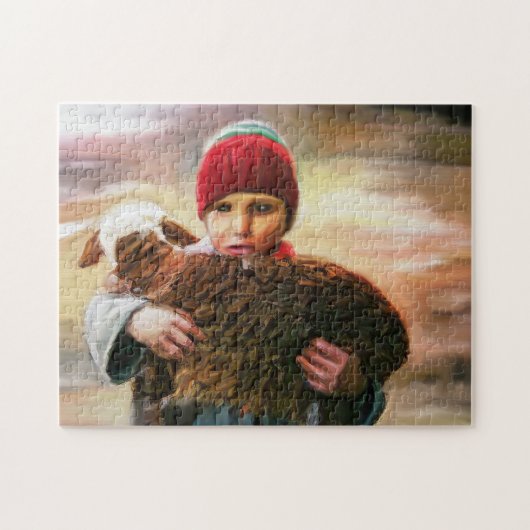 Herder Jongen met Lam Pakistan. Legpuzzel (Horizontaal)