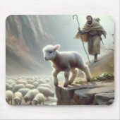 Herder met lam op bergklif muismat (Voorkant)