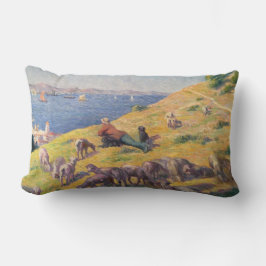 Herder met zijn schapen kijken naar het Zee Kussen