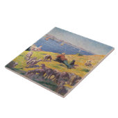 Herder met zijn schapen kijken naar het Zee Tegeltje (Zijkant)