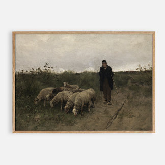Herder, olieverf op doek poster